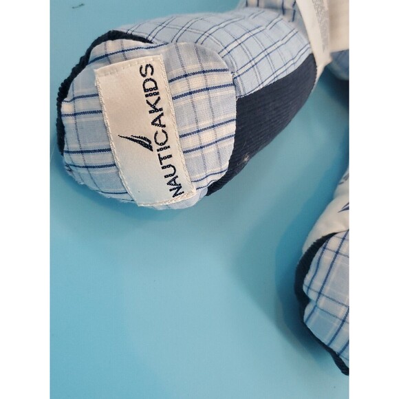 Nautica Kids Corduroy Patchwork Teddy Bear Stuffed Animal Plush Nursery Appx 15" - Picture 6 of 9